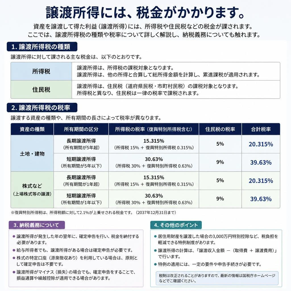 譲渡所得に対する税金の種類