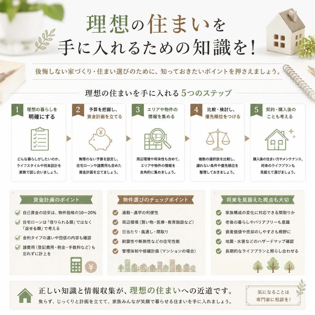 理想の住まいを手に入れるための知識を！