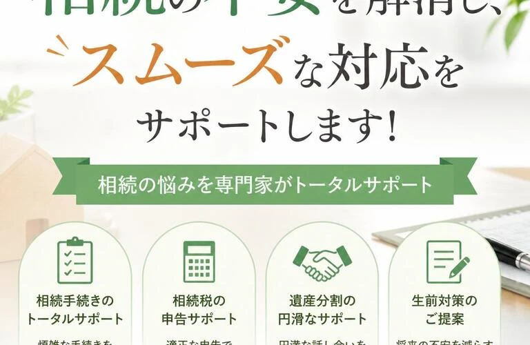 相続の不安を解消し、スムーズな対応をサポートします！