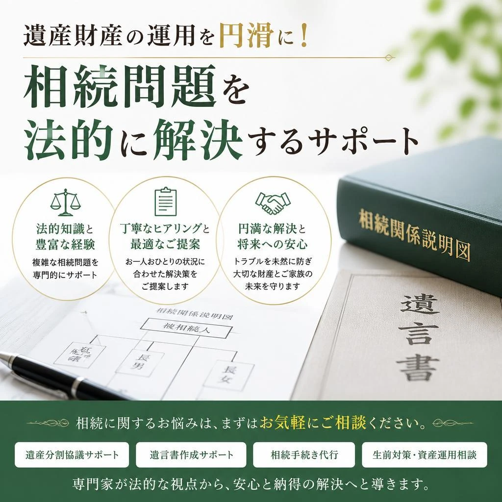遺産財産の運用を円滑に！相続問題を法的に解決するサポート
