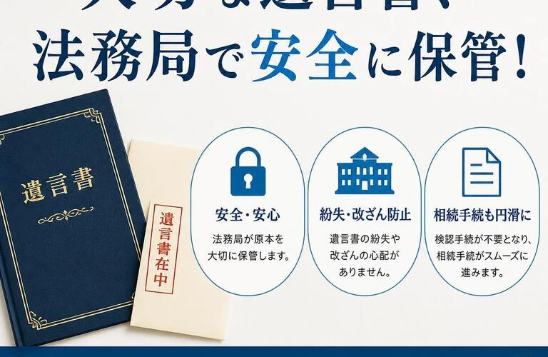 大切な遺言書、法務局で安全に保管！
