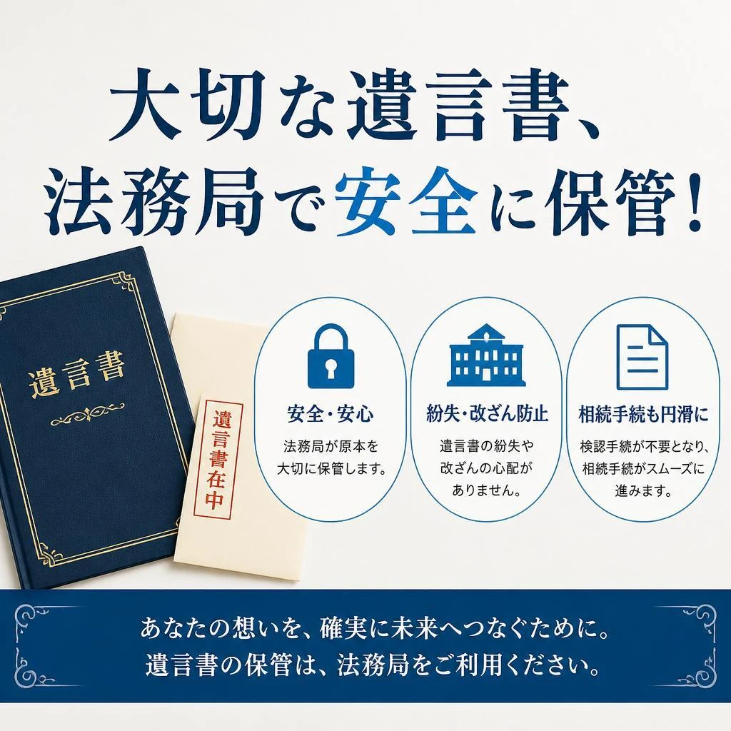 大切な遺言書、法務局で安全に保管！