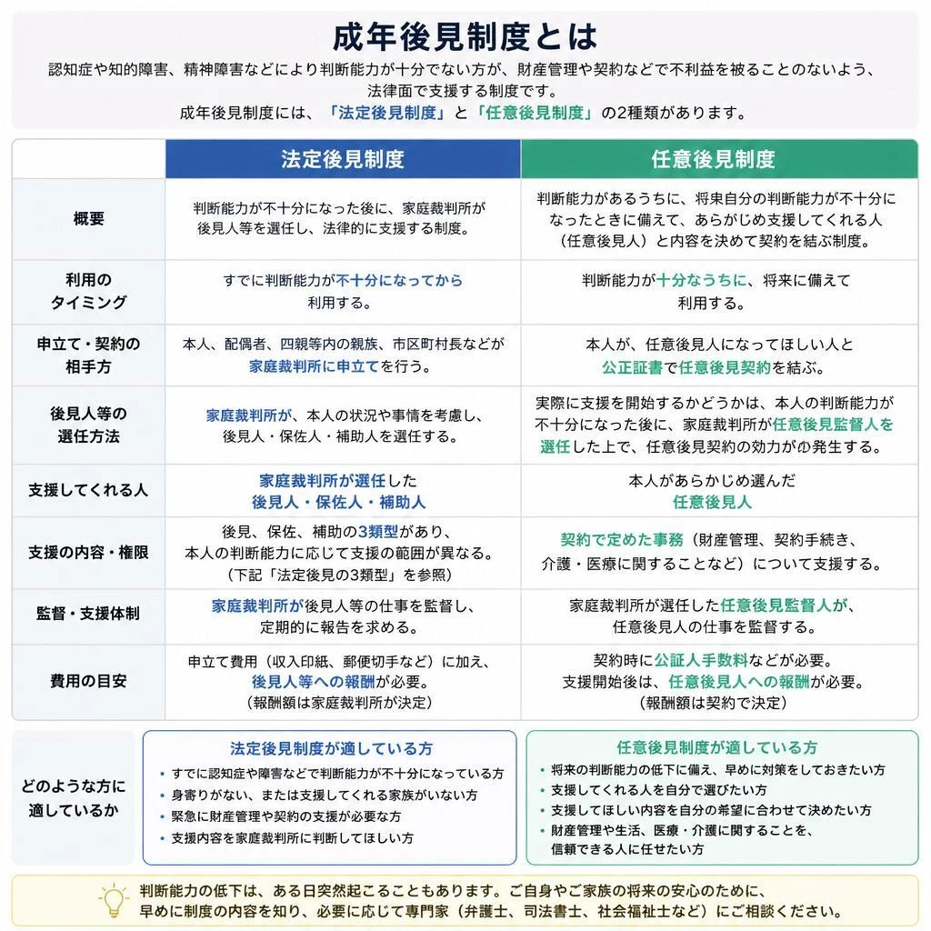 2. 成年後見制度の種類とそれぞれの特徴