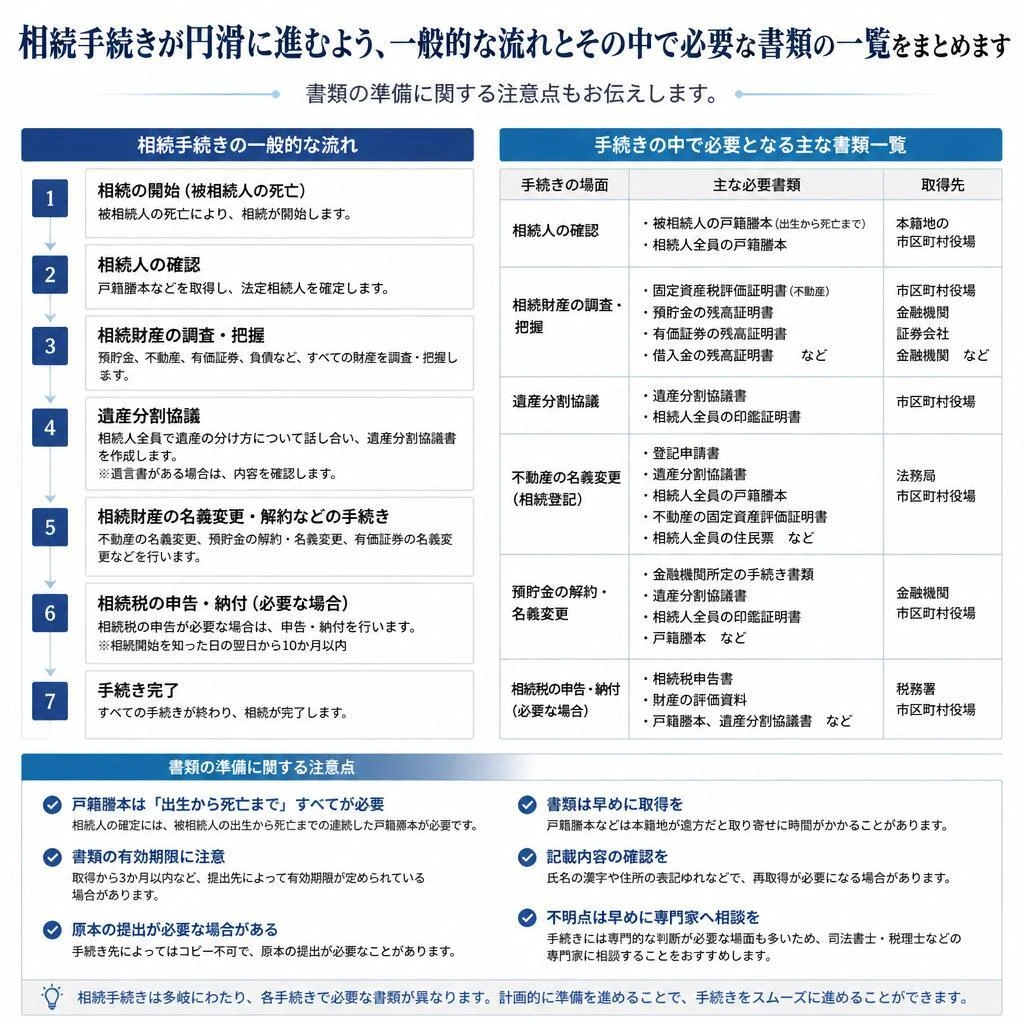 相続手続きの流れと必要書類