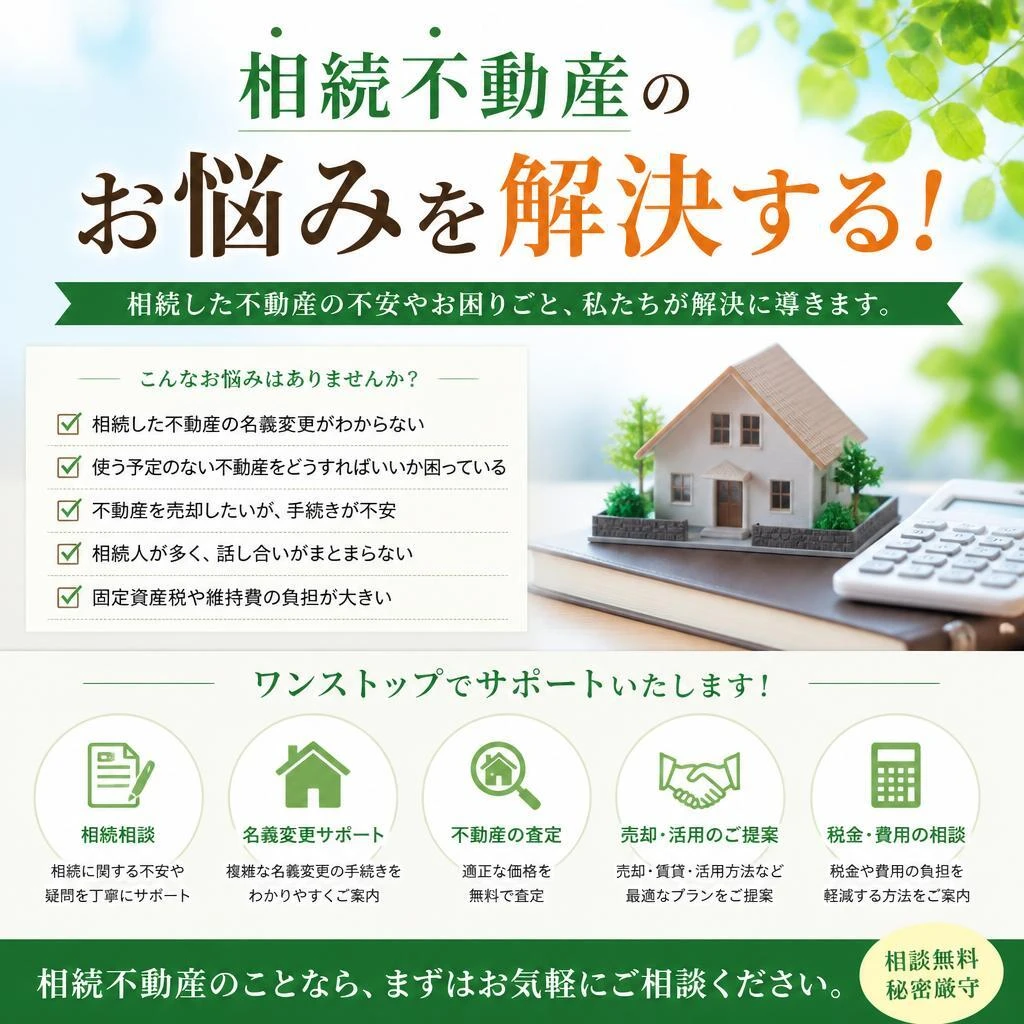 相続不動産のお悩みを解決する！