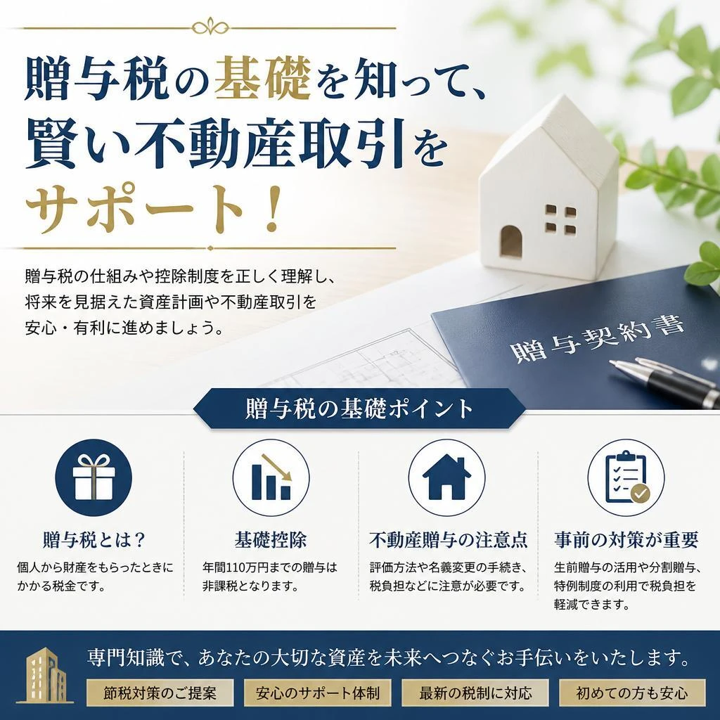 贈与税の基礎を知って、賢い不動産取引をサポート！