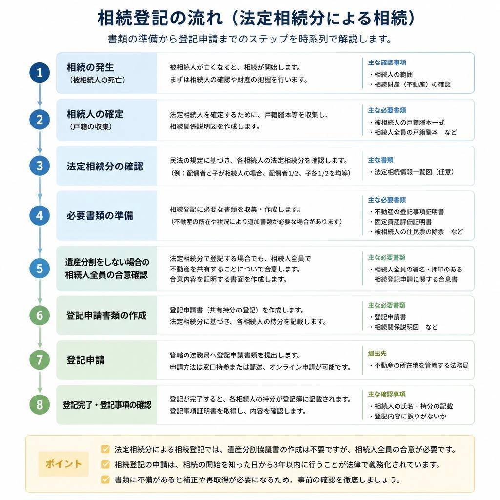 法定相続分による登記の流れ