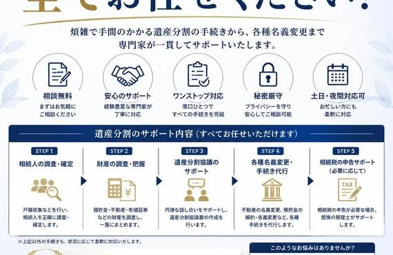 遺産分割に必要な手続き、全てお任せください！