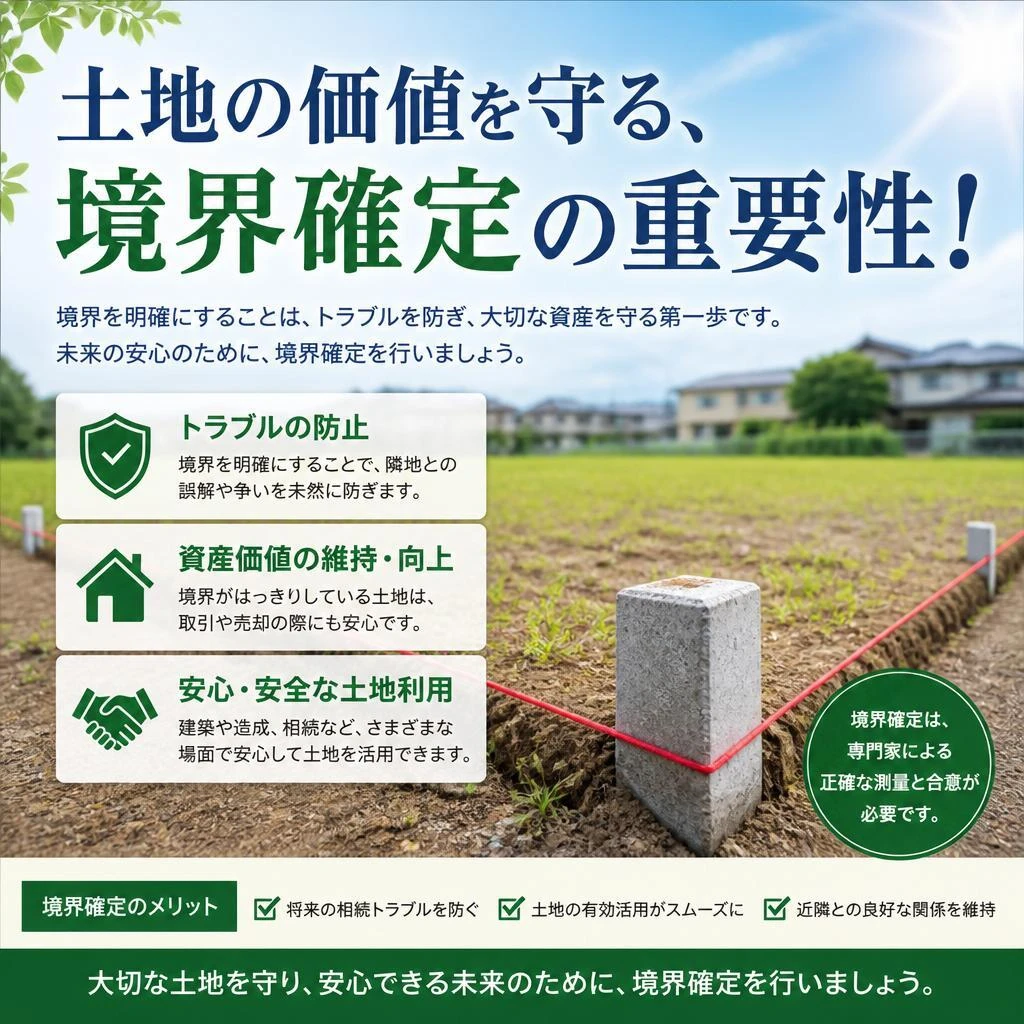 土地の価値を守る、境界確定の重要性！