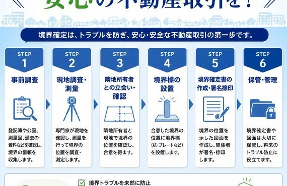 境界確定の手順を知って、安心の不動産取引を！