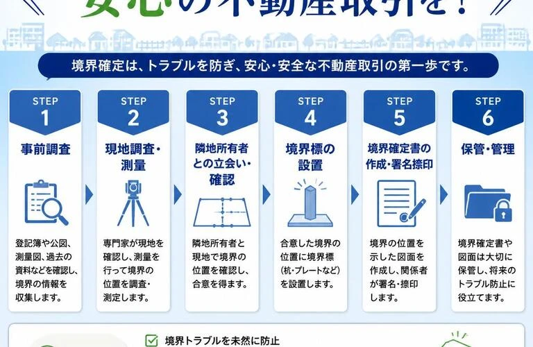 境界確定の手順を知って、安心の不動産取引を！