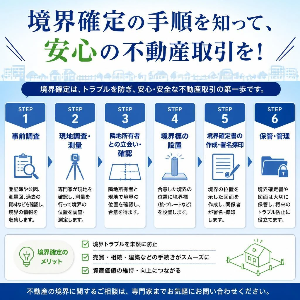 境界確定の手順を知って、安心の不動産取引を！