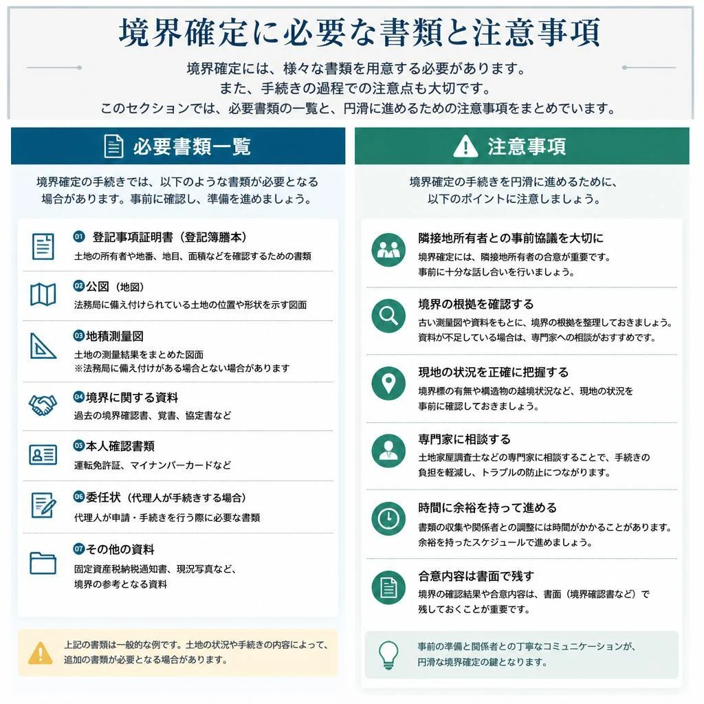 境界確定に必要な書類と注意点