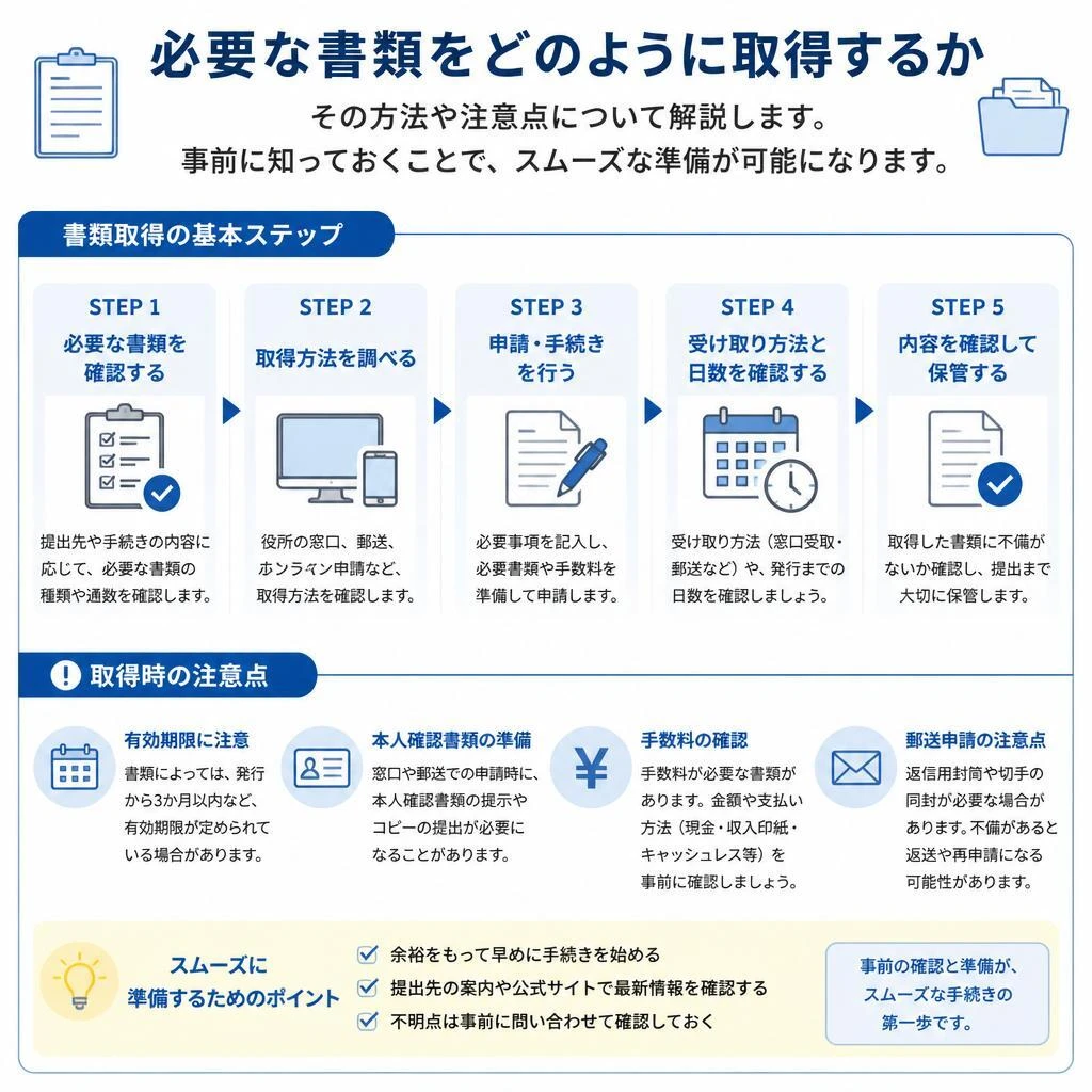 3. 書類の取得方法と注意点