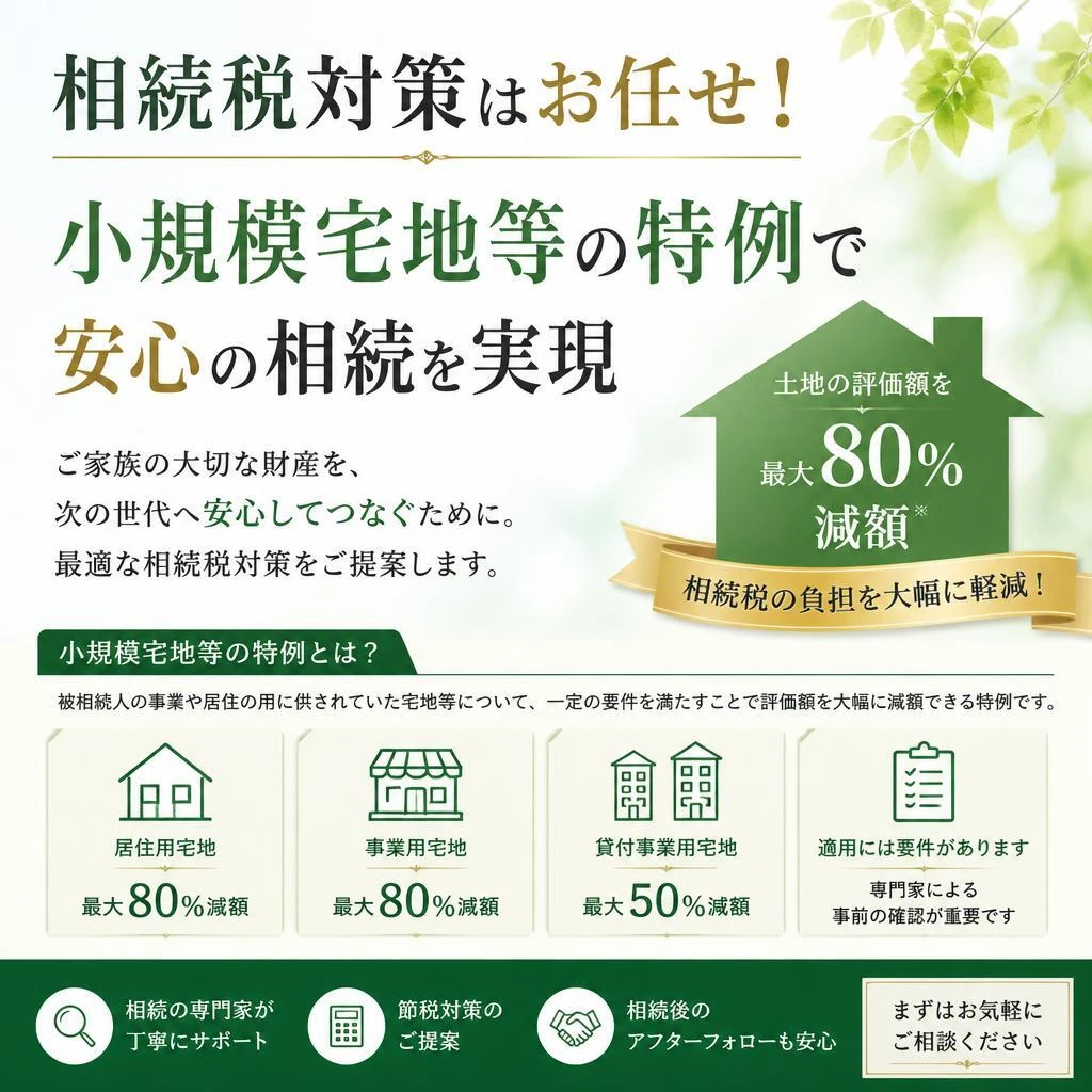 相続税対策はお任せ！小規模宅地等の特例で安心の相続を実現
