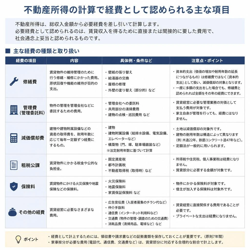 経費として認められる項目
