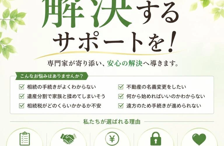 相続の悩みを解決するサポートを！