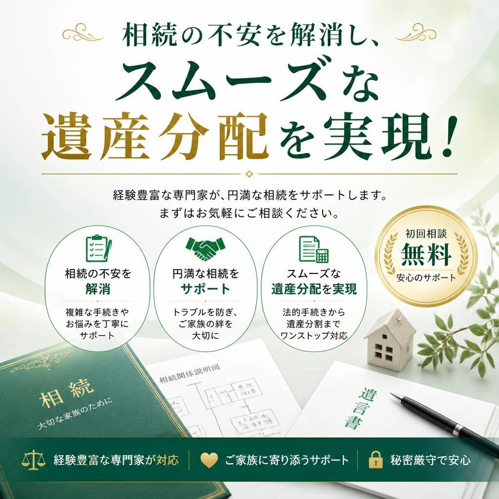 相続の不安を解消し、スムーズな遺産分配を実現！