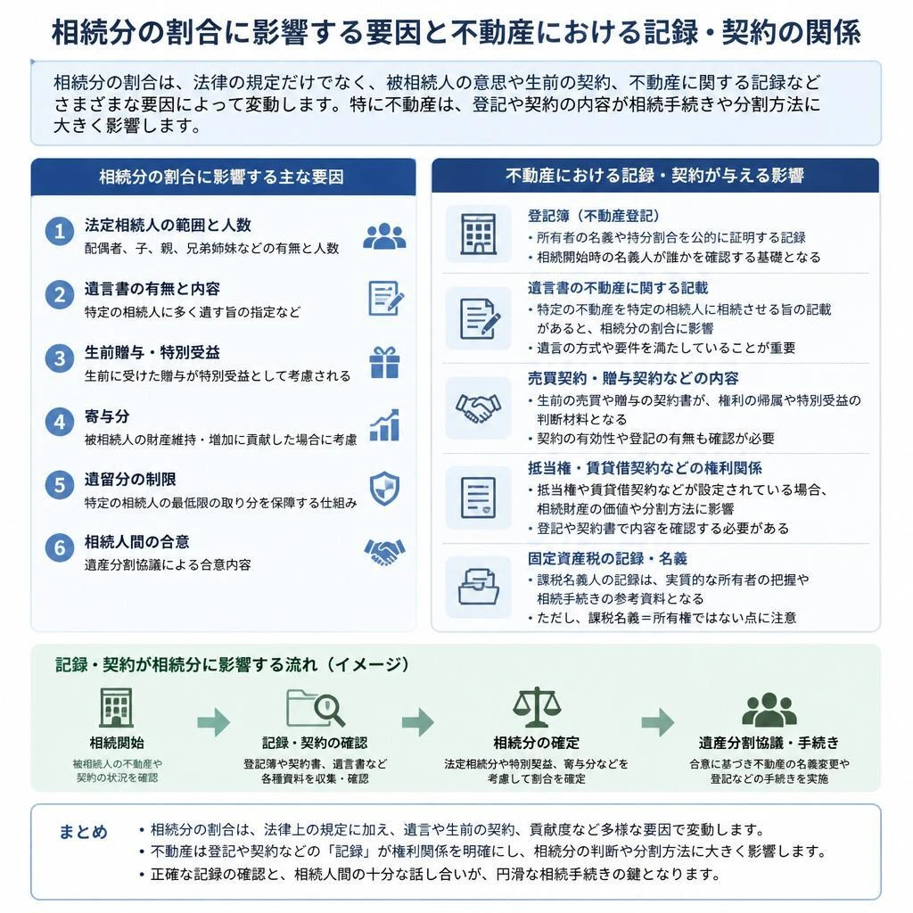 相続分の割合に影響を与える要素