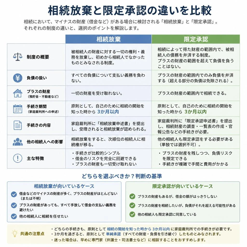 相続放棄と限定承認の違い