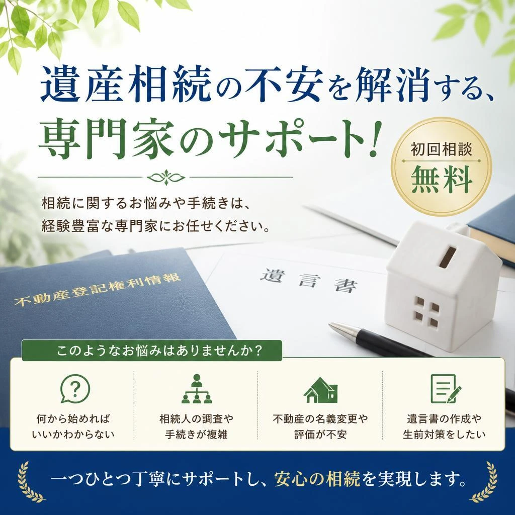 遺産相続の不安を解消する、専門家のサポート！