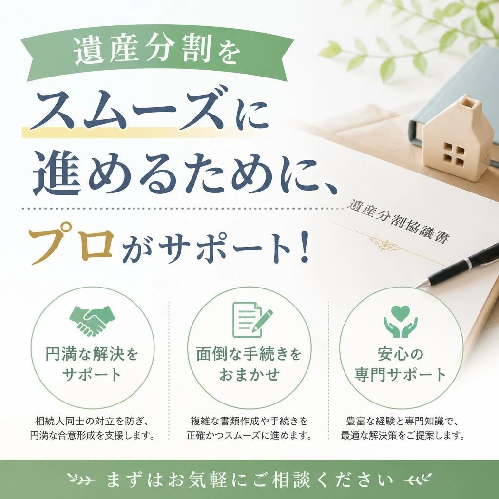 遺産分割をスムーズに進めるために、プロがサポート！