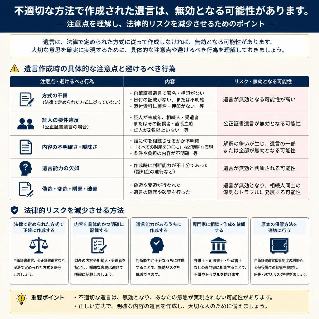 遺言が無効になるケース