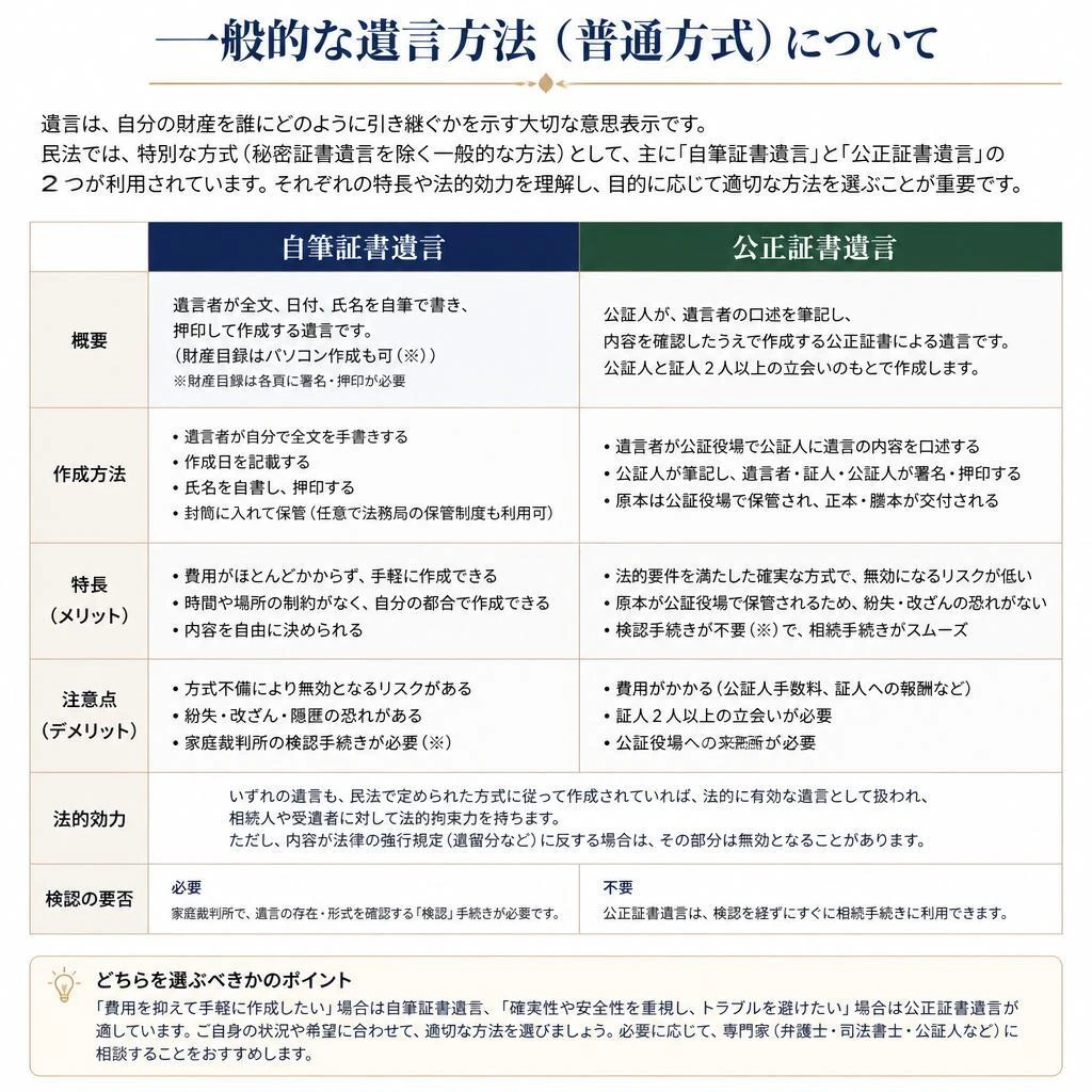 遺言の普通方式について
