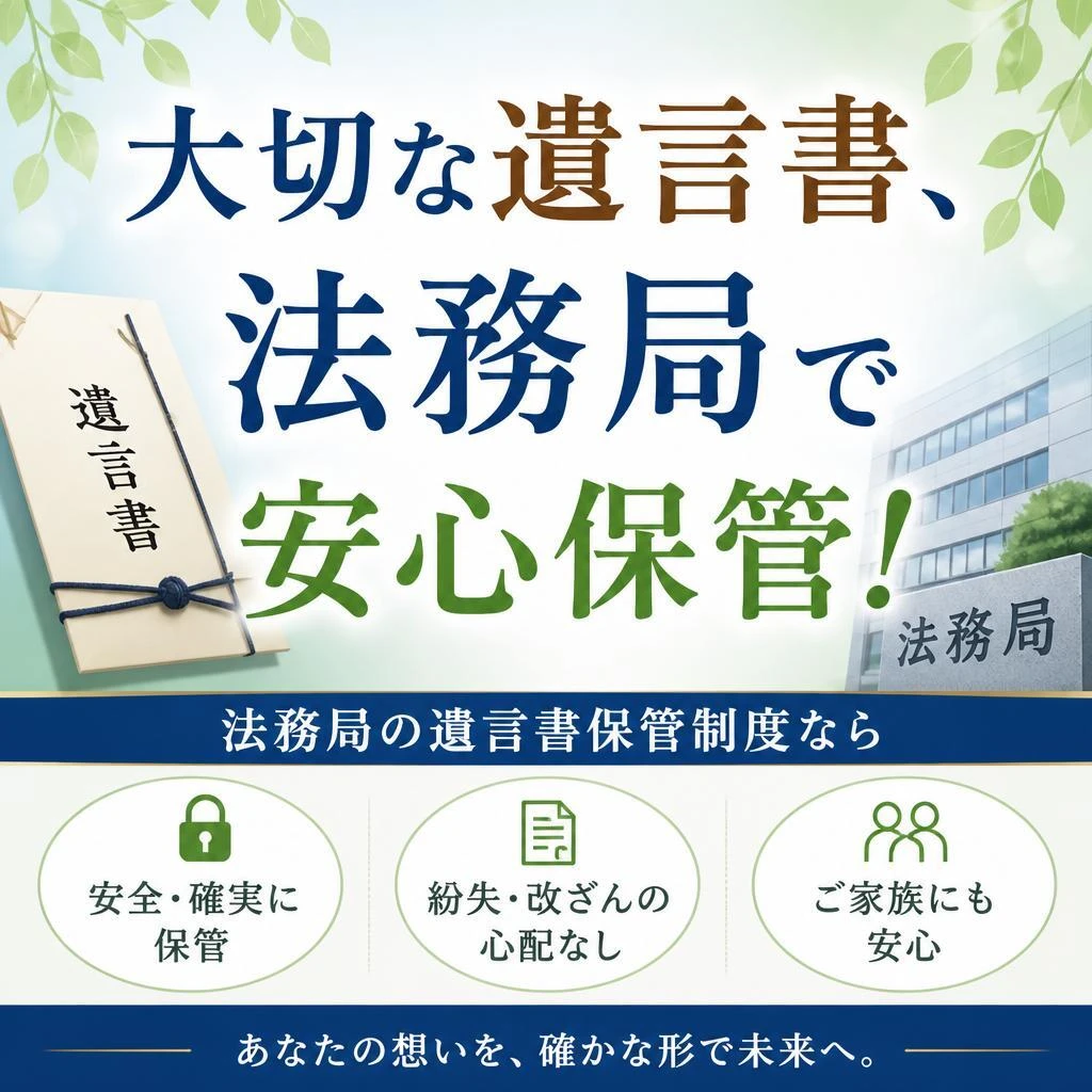 大切な遺言書、法務局で安心保管！
