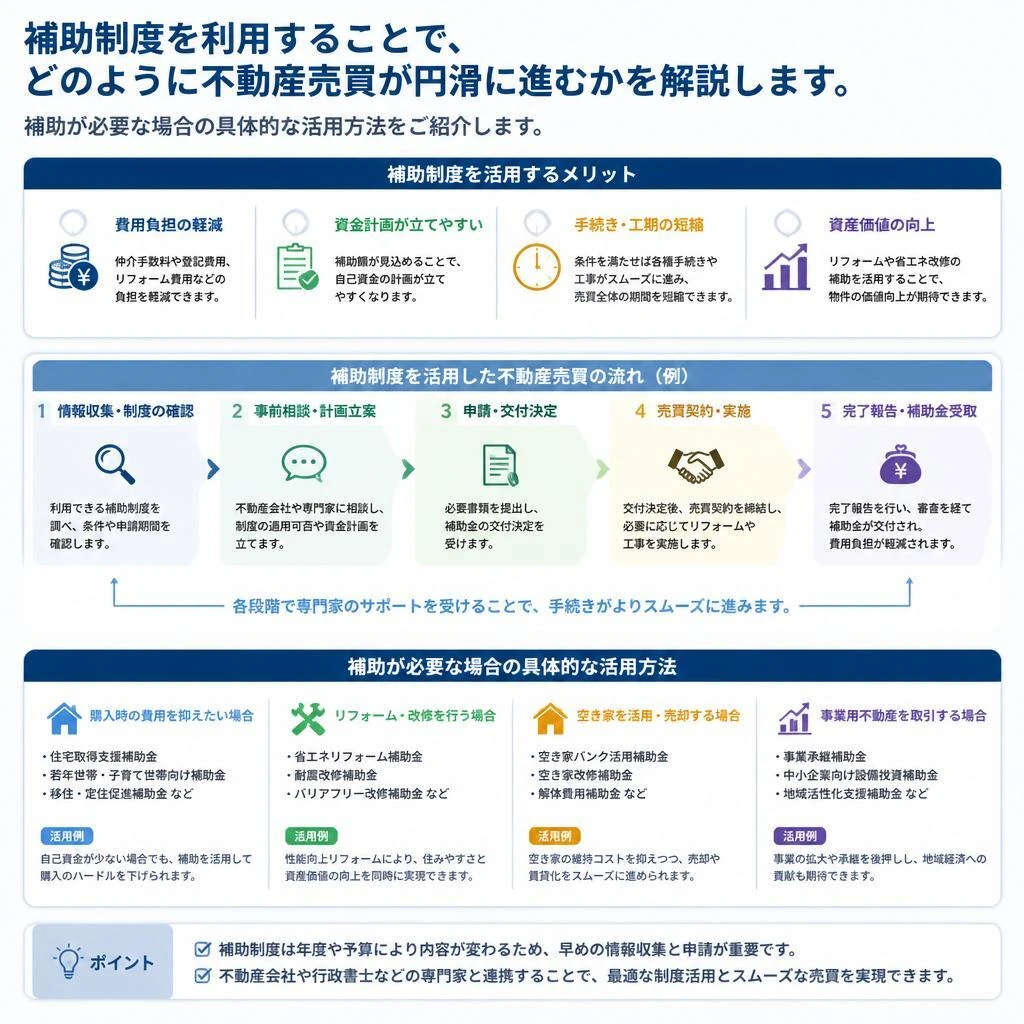 補助制度を活用したスムーズな取引の実現