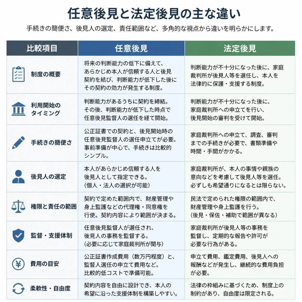 任意後見と法定後見の違い