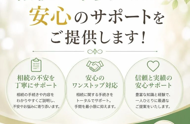 相続の不安を解消し、安心のサポートをご提供します！
