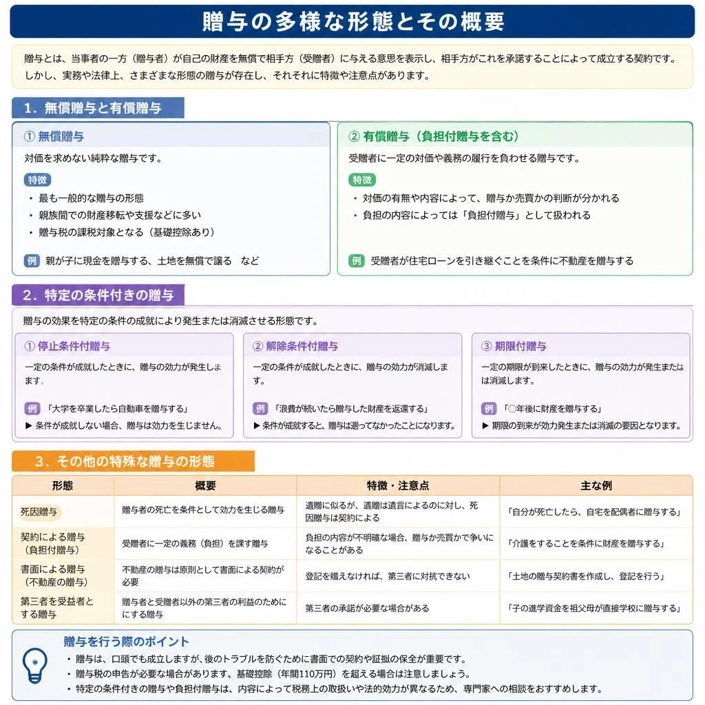 贈与の種類と形態の把握
