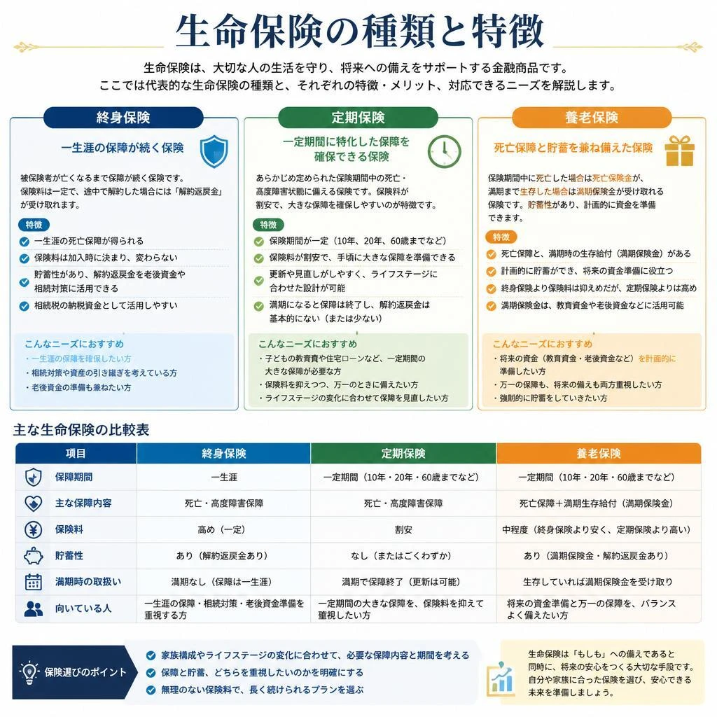 主な生命保険の種類