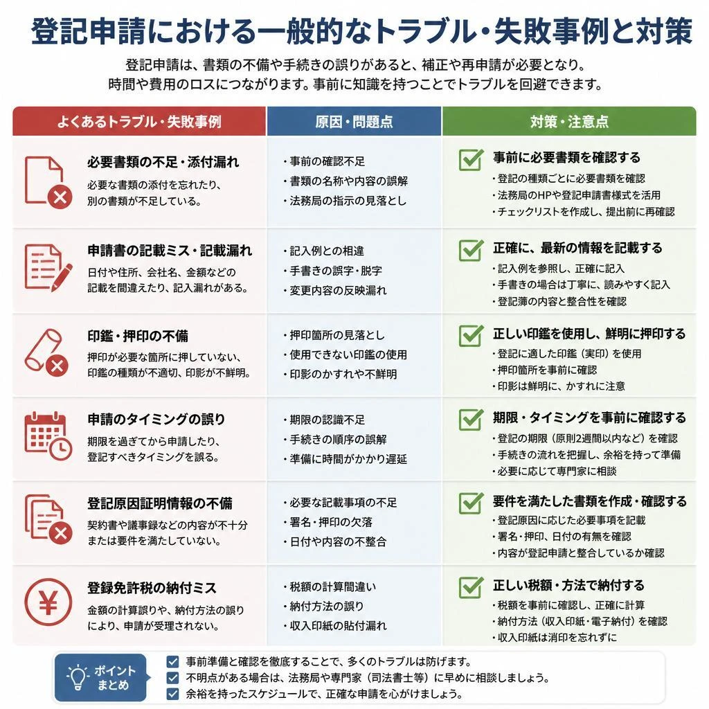 よくある登記申請のトラブルとその対策