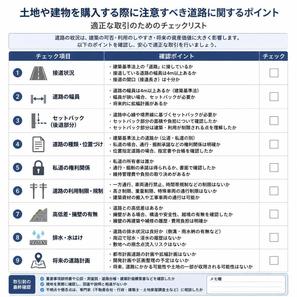 不動産取引における道路の確認ポイント